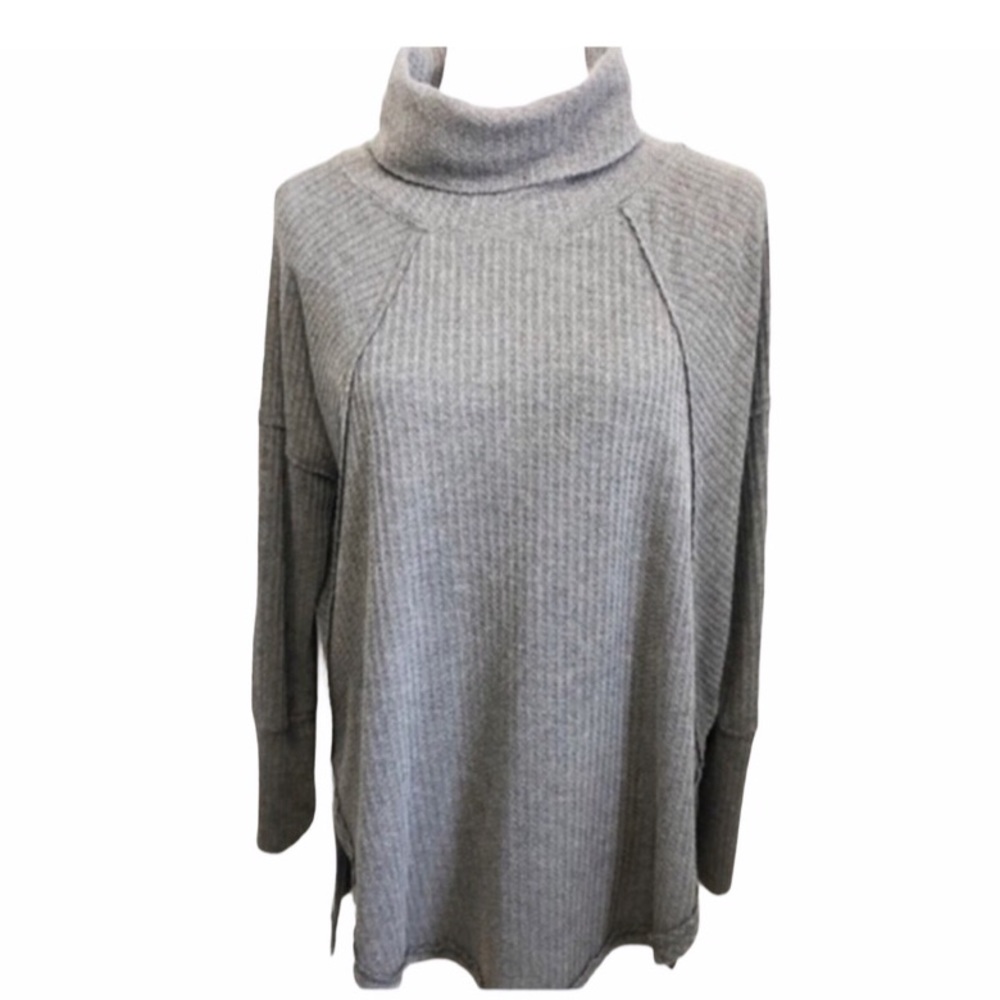 Sweet Romeo Gray Ribbed Turtleneck Sweater